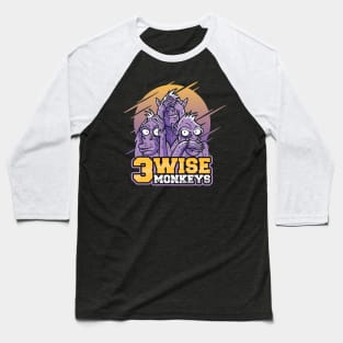 Three Wise Monkeys Baseball T-Shirt